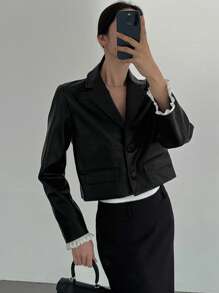 DAZY Manteau court  pour femmes avec volants aux poignets, blazers pour femmes, tenue de bureau