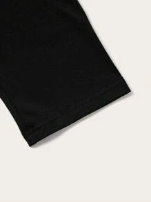 SHEIN EZwear 3 件套不同长度的黑色紧身裤 - 黑色 - 查看 5