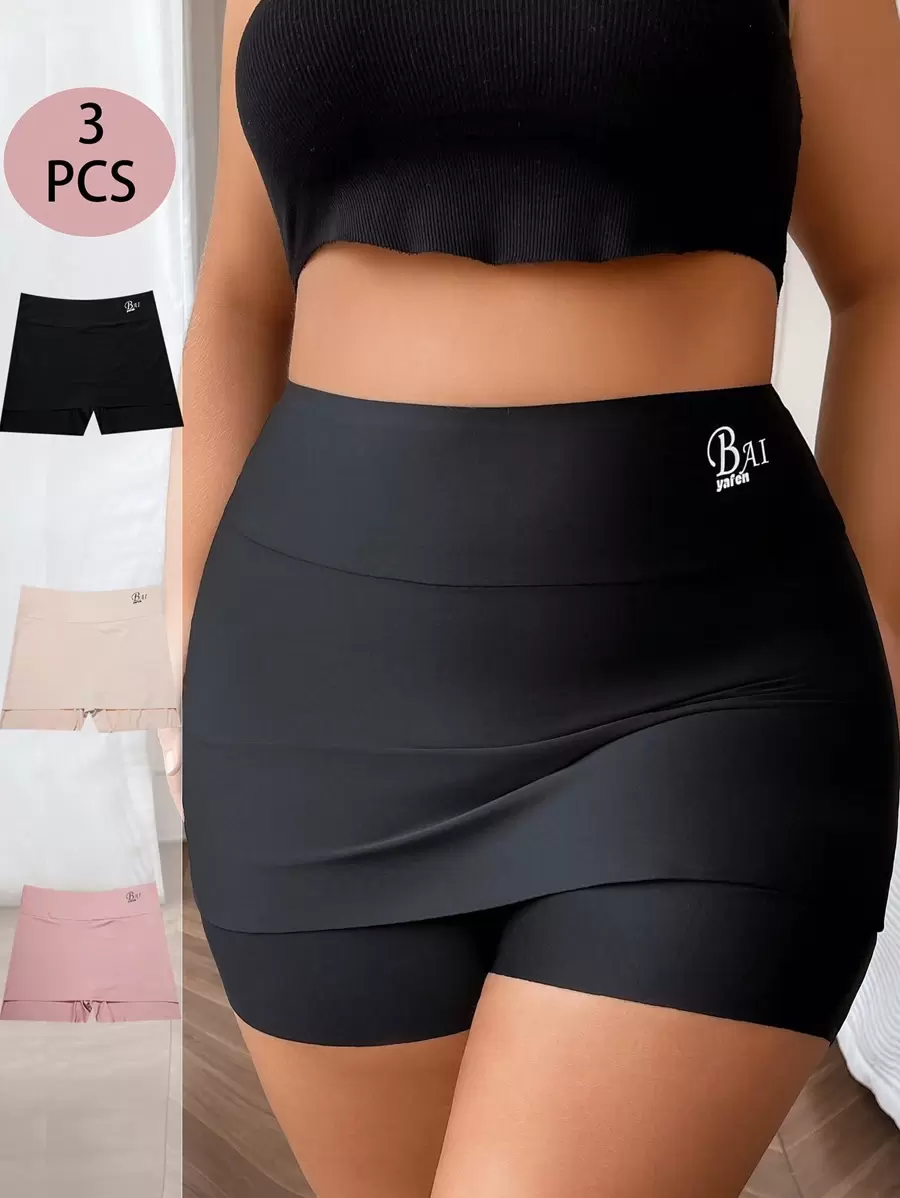 3 Pcs/Pack Plus Size Women Letter Print Casual Bikini Briefs - Multicolor - View 1