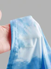 SHEIN BAE 2 件套女士花卉扎染/抹胸 2 件夏季度假套装/女士两件套/海滩装/女士沙滩装/女士度假装/度假/2 件套/女士套装/女士配套套装/狂欢装节日/度假两件套/2 件套夏季 - 淺藍色 - 查看 8