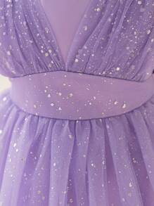 Glamorique Kids Váy lưới kim loại màu đỏ cho bé gái, trang phục dự tiệc, Giáng sinh, Halloween, váy tutu dự tiệc sinh nhật, kỷ niệm - Màu tím - Xem 6