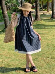 Dazy Kids 少女秋季连衣裙，返校季度假装 - 藏蓝色 - 查看 4