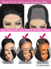 Wear And Go Bob Wigs Human Hair Deep Wave 4x4 Lace Closure Glueless Wigs Pre Plucked Pre Cut Ready To Wear 150% Density Curly Bob Wigs For Women Beginner Friendly - Natural Black - View 10