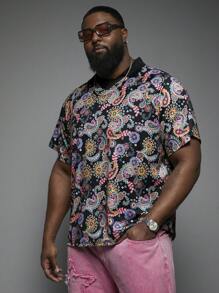 Manfinity VCAY 大码男士宽松街头风针织短袖 Polo 衫 - 彩色 - 查看 1