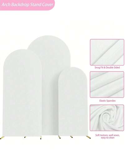 SHEIN 1buc 65*150Cm/80*180Cm/100*200Cm/120*220Cm Fundal cu arc alb Husa arc din țesătură, fundal cu arc din țesătură extensibilă Lycra, potrivit pentru decorarea arcului de nuntă și petrecere de zi de naștere (arcadele nu sunt incluse, doar fundal din material textil)