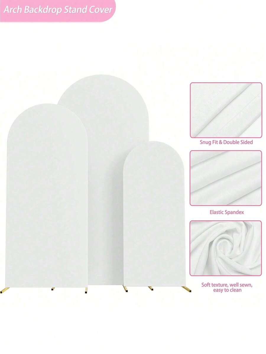 SHEIN 1 件 65 * 150Cm/80 * 180Cm/100 * 200Cm/120 * 220Cm 白色拱门背景面料拱门罩,双面莱卡弹力面料拱门背景,适用于婚礼和生日派对拱门装饰(不含拱门,仅含面料背景) - 白色 - 查看 1