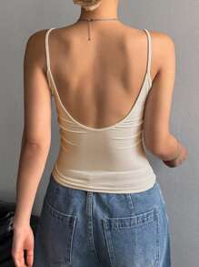 DAZY 女士休闲纯色紧身细肩带上衣，细肩带上衣