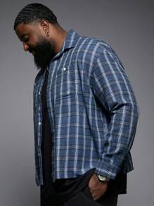 Manfinity VCAY Plus Size Men's Streetwear Plaid Woven Shirt