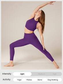 GLOWMODE FeatherFit™ Curve Hem Bra Tank Top Low Impact Yoga Pilates Daily - Violet Purple - View 6