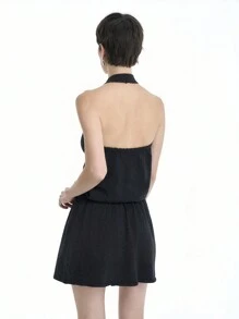 SHEIN Clasi Vestido informal para mujer con lazo y cinturón en unicolor