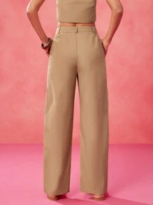 Charllene Santos Designer Khaki Solid Loose Cargo Casual Pants, Festival, Summer,For Women, Concert,Elegant,Business Casual, Western Wear,Streetwear
