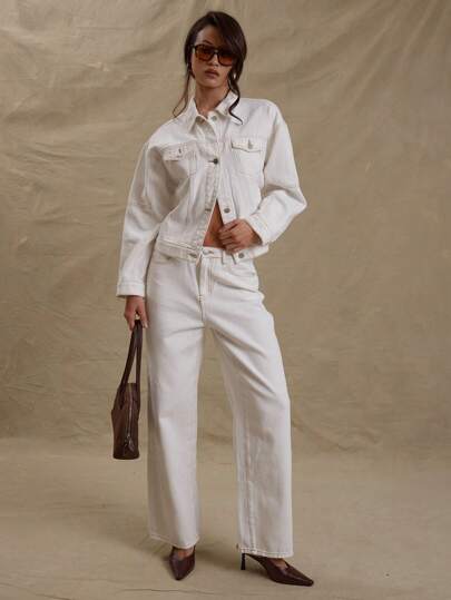 MUSERA Mid Rise Contrast Stitch Straight Leg Denim Jeans Only Spring Street Style Y2k 90's Ibiza Western Country Concert Fall Autumn Winter Nashville Oasis Casual Work Office Chic Summer