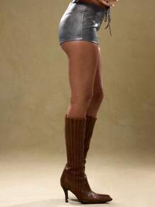 MUSERA Faux Leather Micro Mini Shorts Y2k Spring Summer Ibiza, Holiday, Club  New Years Party - Grey - View 4