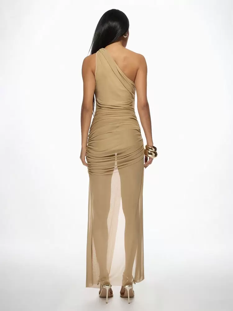 MISSGUIDED Elegant One Shoulder Asymmetric Draped Evening Gown With Side Slit Party Special Occasion Dress With Ruched Design