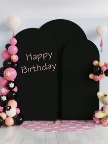 SHEIN 1Pc 65*150Cm/80*180Cm/100*200Cm/120*220Cm Black Arch Background Fabric Arch Cover, Double-Sided Lycra Stretch Fabric Arch Background, Suitable For Wedding And Birthday Party Arch Decoration (Arches Not Included, Only Fabric Background)