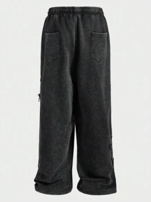 EASEVO Plus Size Men's Loose Streetwear Five-Pointed Star Acid-Washed Embroidery Long Casual Sweatpants - Multicolor - View 6