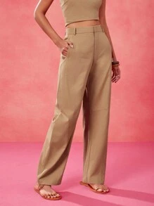 Charllene Santos Designer Khaki Solid Loose Cargo Casual Pants, Festival, Summer,For Women, Concert,Elegant,Business Casual, Western Wear,Streetwear