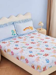 SHEIN X Care Bears 时尚可爱卡通熊全身印花床笠