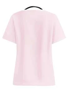 PopScrub V-Neck Short Sleeve Pocket Heart Print Nurse Scrub Uniform Top - White - View 2