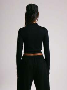 Musera Sport Ribbed Seamless ' Sport' Zip Through Sports Jacket, Padel, Tennis, Pickleball Gym Fitness - Black - View 3