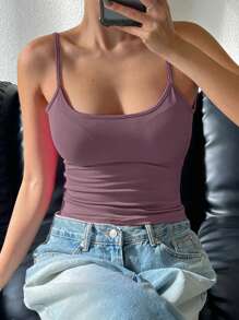 DAZY 女士休闲百搭修身露背吊带背心，细肩带上衣