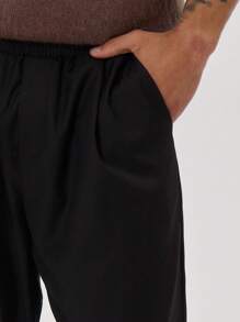 Musero 直筒基本款百褶修身七分裤春夏时尚穿搭 - 黑色 - 查看 5