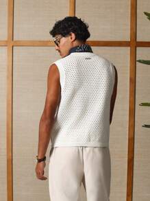 SUMWON Gilet smanicato in maglia aperta, canotta, maglione leggero moderno, gilet classico a rete, capo di abbigliamento estivo e primaverile, pezzo fashion essenziale