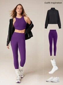 GLOWMODE FeatherFit™ Curve Hem Bra Tank Top Low Impact Yoga Pilates Daily - Violet Purple - View 7