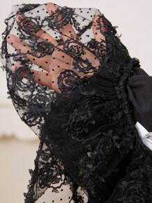 Aveloria Rosie 女士优雅露肩荷叶边短款上衣，性感又别致 - 黑色 - 查看 5