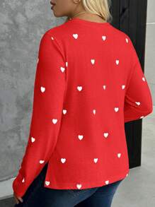 SHEIN Maternity Casual Long Sleeve T-Shirt, Simple And Fashionable For Daily Wear - Red - View 2