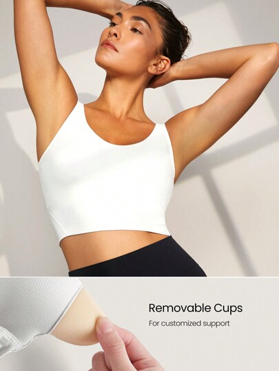 GLOWMODE FeatherFit™ Back Cropped Active Tank Top Low Impact Yoga Fall view 3