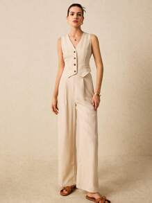 Poéselle Ladies' Striped Two-Piece Set Summer Vest Suit Two Pieces