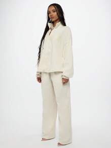 SUMWON WOMEN Cozy Full-Zip Sweatshirt Athletic Casual Workout Loungewear Zip-Through Sport Athleisure Jacket Perfect For Workout Running Yoga Fall Winter Spring - Beige - View 4