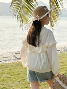 Dazy Kids 少女秋季外套，返校季度假装 - 白色 - 查看 2