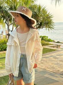 Dazy Kids 少女秋季外套，返校季度假装 - 白色 - 查看 7