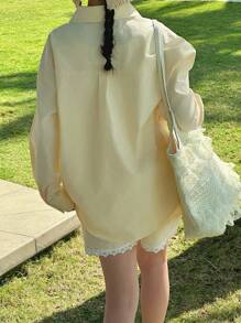 DAZY 2pcs/Set Tween Girl Autumn Outfit, Back To School Clothes Vacation - Beige - View 2