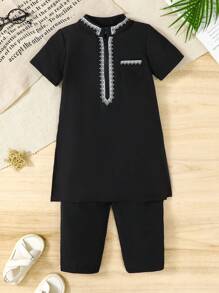 Camisa casual de manga corta y cuello alto blanca para bebé niño, adecuada para uso diario, juegos al aire libre, escuela, vacaciones, deportes y fiestas