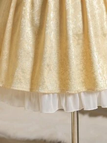 Tween Girls' Simple Solid Color Short Sleeve Casual Dress, Stylish For Daily Wear And Occasions - Champagne - View 6