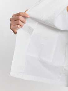 Ontre Men's Plain Front Button Short Sleeve Pocket Casual Shirt - White - View 8