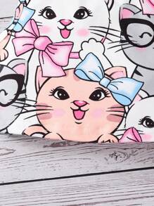 SHEIN 2pcs/Set Cute Casual Pattern Young Girl Youth 2 Pieces Set - White - View 5