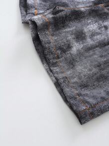 2pcs/Set Toddler Baby Boys Casual Cool Y2K Tie Dye Denim Effect Print Pocket Shorts, Suitable For Outdoor, Home, Music Festival, Summer - Multicolor - View 9