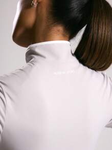 Musera Sport Contrast Piping High Neck Zip Through Top, Padel, Tennis, Pickleball Gym Fitness - Light Grey - View 5