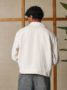 SUMWON Rustic Textured Harrington Jacket With Zip Front Classic Collar Japanese Style Weekend Casual Outerwear Spring Autumn Lightweight Street Style - Beige - View 3