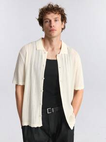 Ontre Men's Cardigans Short Sleeve Solid Color Casual Minimalist Style, Suitable For Everyday Wear - Beige - View 7