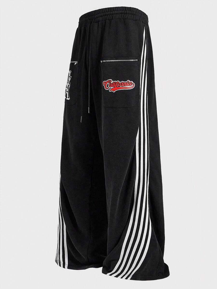 Manfinity VCAY Plus Size Men's Loose Fit Acid-Washed Knit Long Sweatpants - Multicolor - View 1