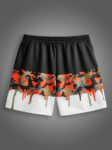 Manfinity VCAY Plus Size Men's Loose Camouflage Streetwear Fashion Knit Shorts - Multicolor - View 5