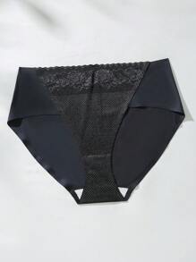 1 件女士蕾丝拼接简约修身休闲三角裤