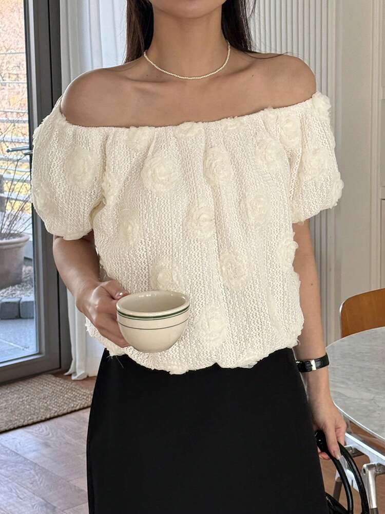 Women's Off-Shoulder Floral Print Short Sleeve Blouse