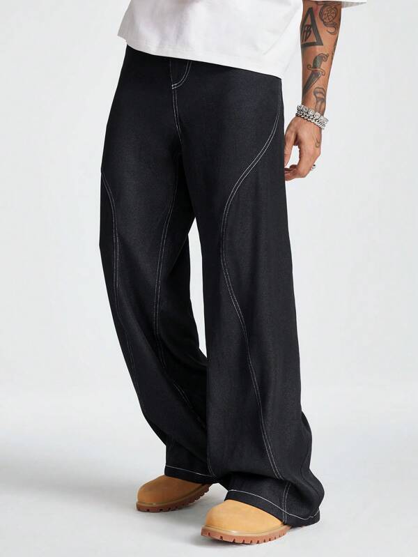 AXEPEAK Men's Loose Fit Casual Woven Long Pants, Minimalist Fashion Streetwear For Daily Wear
