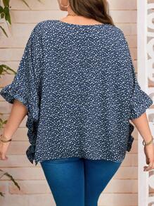 EMERY ROSE Camisa casual holgada con mangas acampanadas y estampado todo sobre para mujeres de talla grande en vacaciones